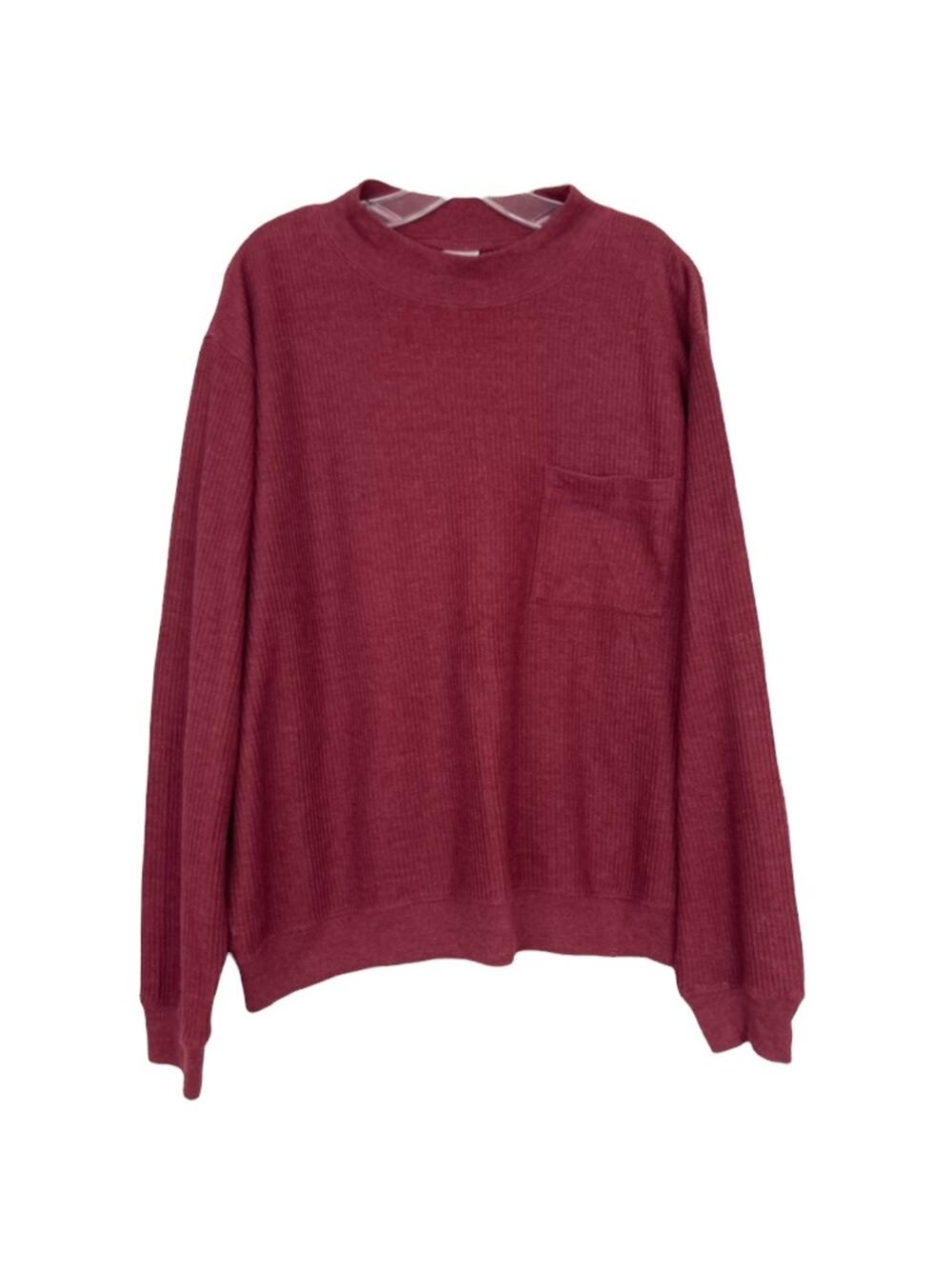 Vintage Haband Maroon Ribbed Long Sleeve Shirt Sz XL